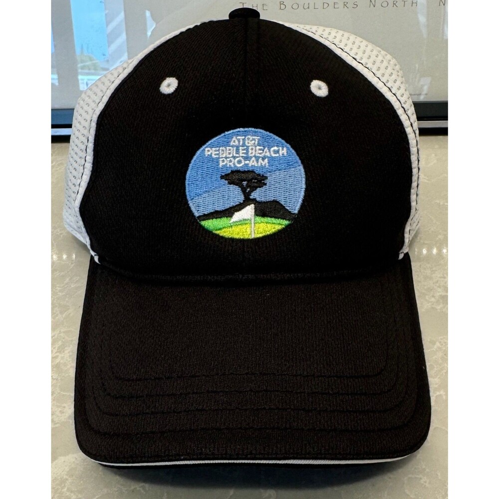 AT&T Pebble Beach Pro-Am Golf Hat - Men's Adjustable - Black / White